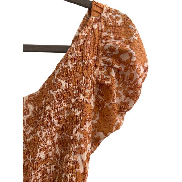 Free People Ultraviolet Maxi Dress Puff Sleeve Smocked Boho Milkmaid Cottage L - Picture 6 of 10